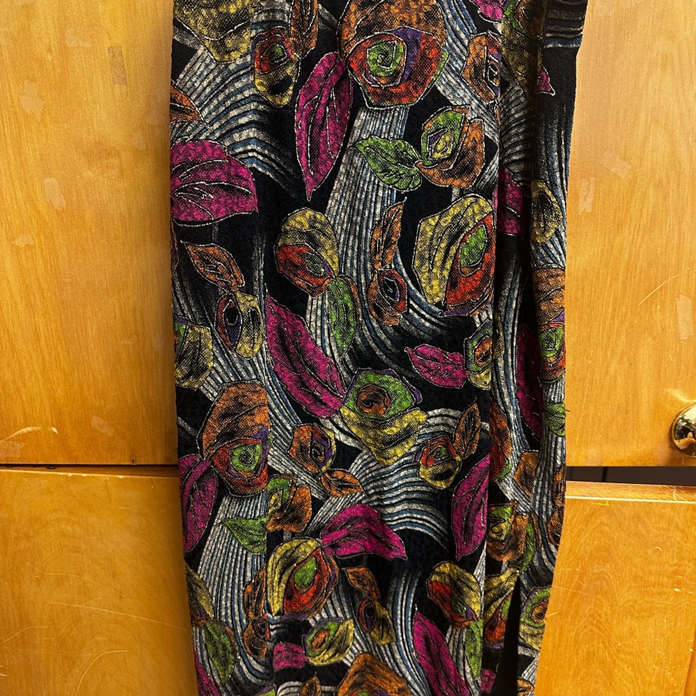 Embellished Purple and Green Midi Pencil Skirt